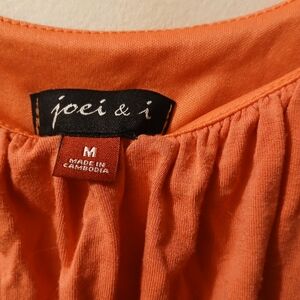 joei & i Orange Gathered Neck Top